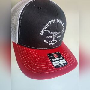 Ronquillo Brand Enbroidered Richardson Black and Red Trucker Hat